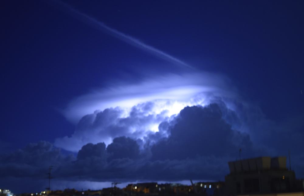 Thunder and lightening clouds