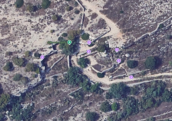 Google maps view of Punic-Roman site at Xemxija
